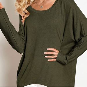 Oversized, batwing sleeved top
